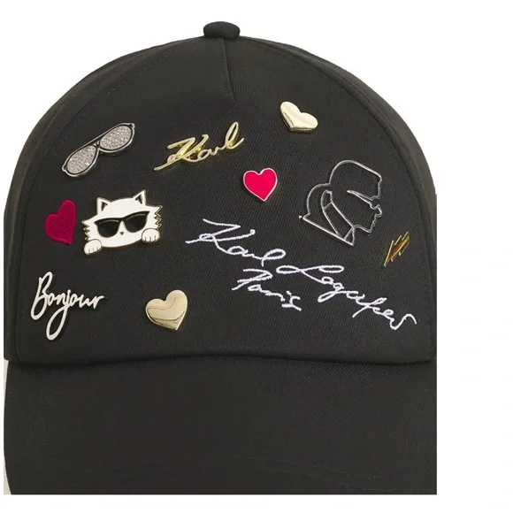 Karl Lagerfeld CATE PINS BASEBALL CAP NWT - Picture 2 of 7